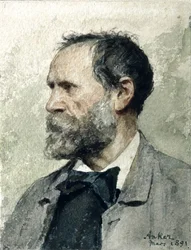 Zelfportret in profiel, naar links